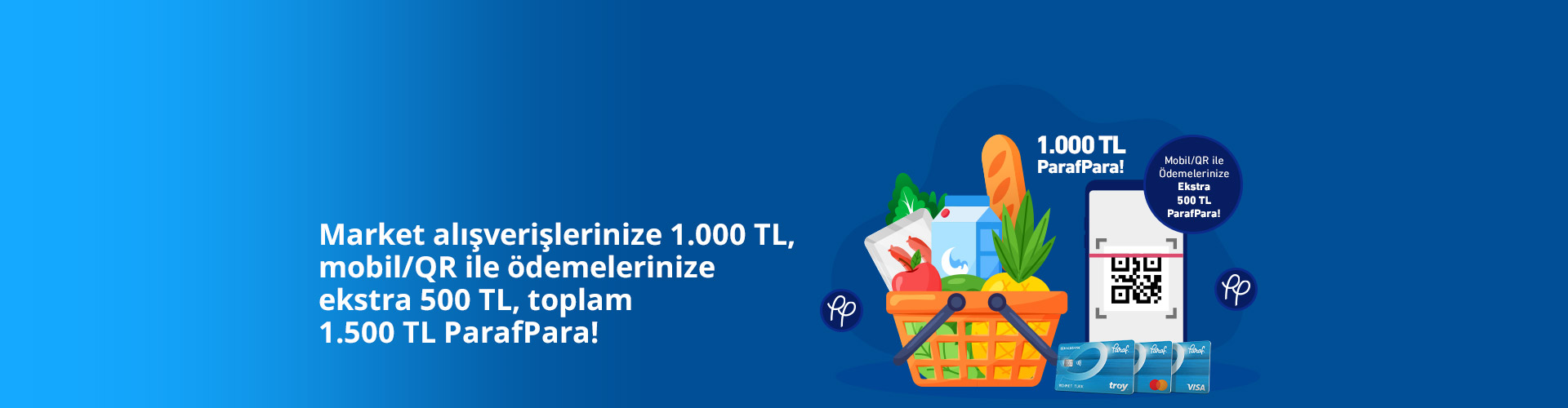 Market Harcamalarına 1.000 TL, Mobil/QR ile 1.500 TL ParafPara